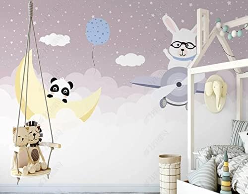 Wolkiger Mond Boot Panda Kaninchen 3D Tapeten Wanddekoration Fototapete Sofas Wohnzimmer Wandbild Schlafzimmer-150cm×105cm