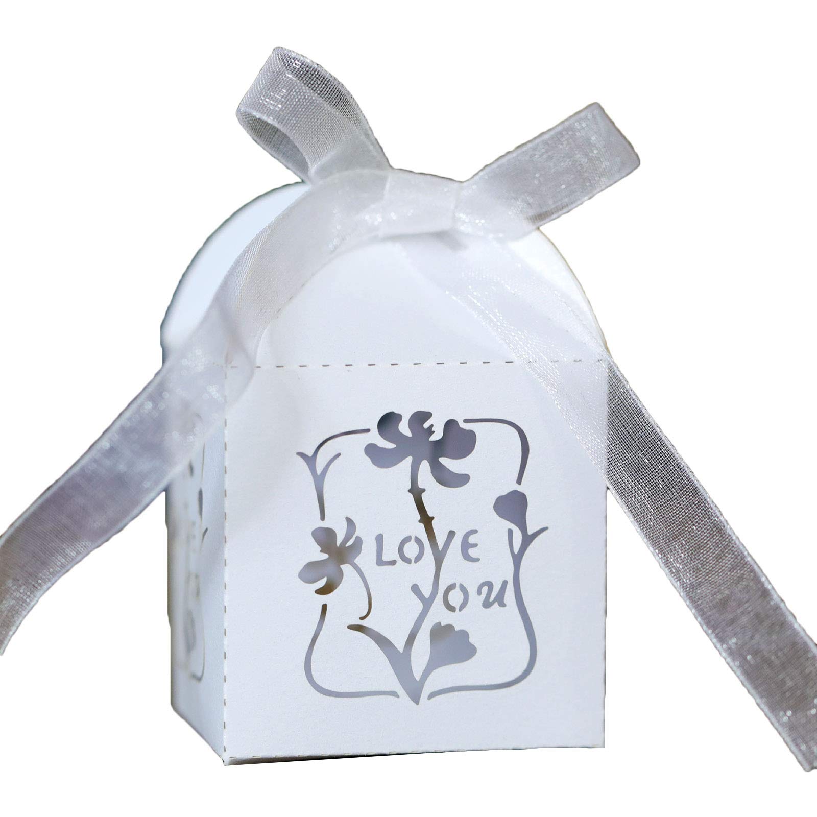 100 Stück "Love You" Papier-Hohlschnitt Gastgeschenke Geschenkschachteln Aufbewahrung mit Band Babyparty Hochzeit Party Supplies Weihnachtskränze mit Lichtern batteriebetrieben