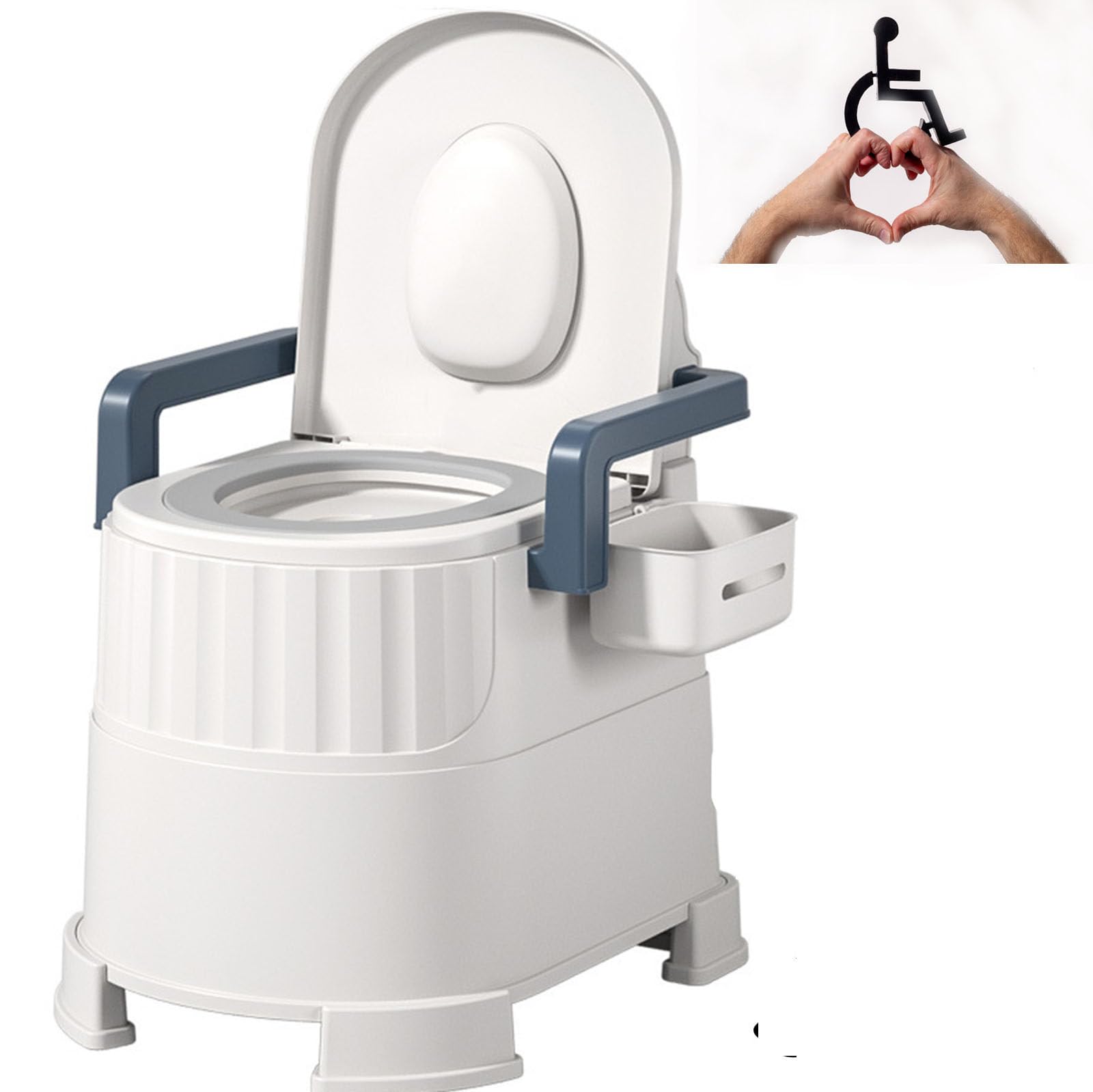 lwjunmm Tragbare Toilette mit Deckel, GeruchsdichtAbnehmbare Armlehne, Camping-Toilette mit Taschentuchbox, Toilettenbürste für Erwachsene,FlagshipModel-red-Room+Toilet