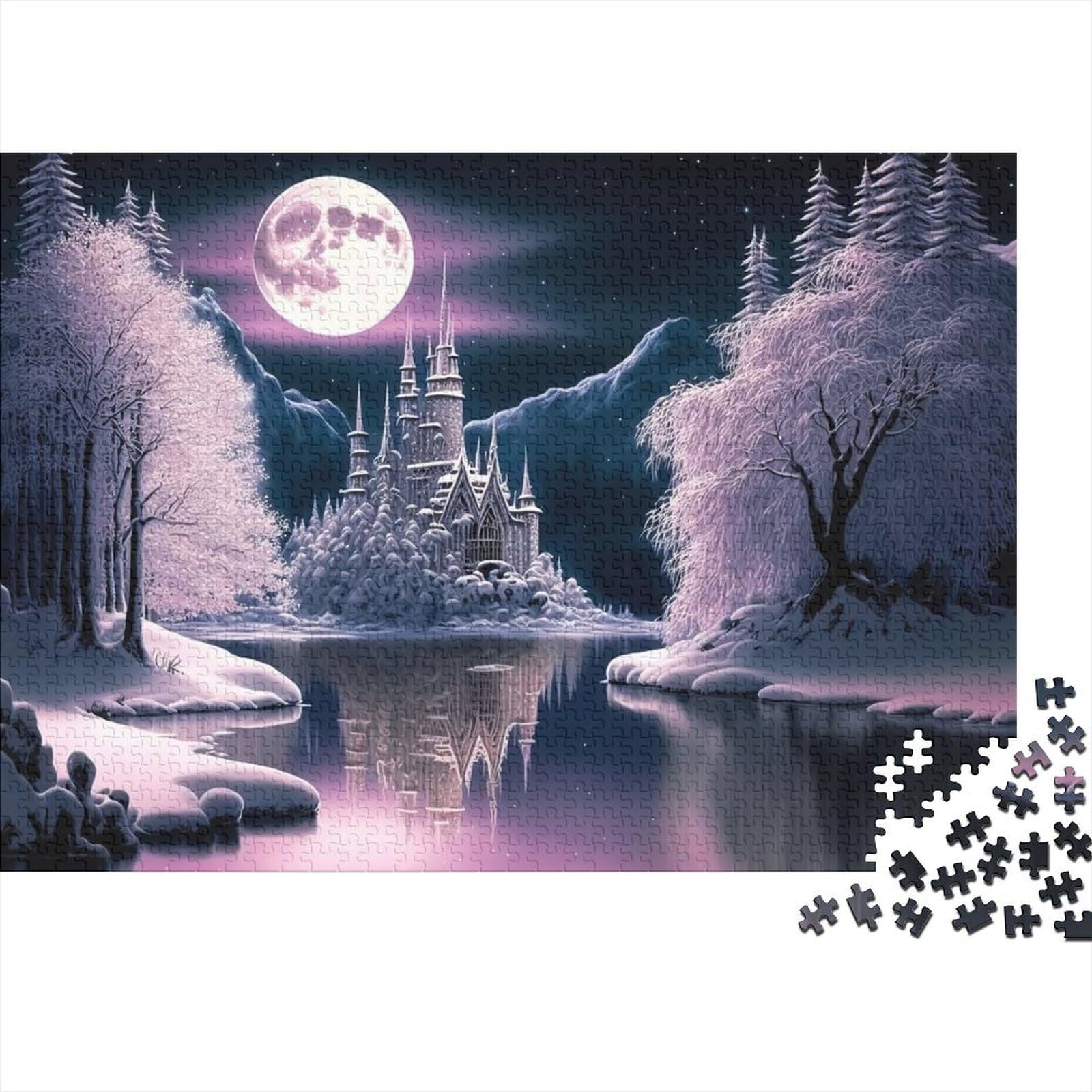 Schwierige, anspruchsvolle Puzzles, 1000 Teile, Holzpuzzle mit japanischen Winterlandschaften für Erwachsene und Teenager, interessante Puzzles zur Stressreduzierung (Größe 75x50cm)