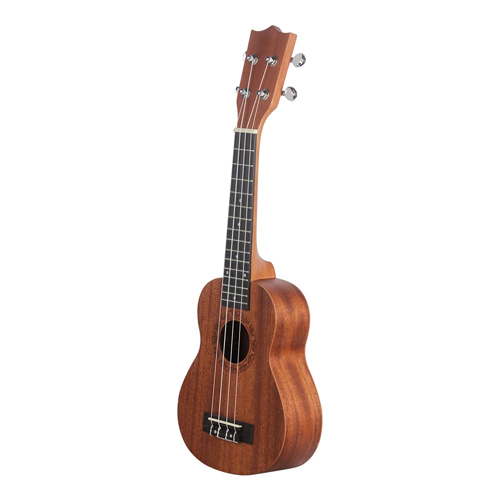 Btuty Ukulele Sopran 21 Zoll Mahagoni-Holz, mit Tragetasche, Gurt, Saiten, Stimmgerät, Reinigungstuch, Finger-Maraca-Plektren