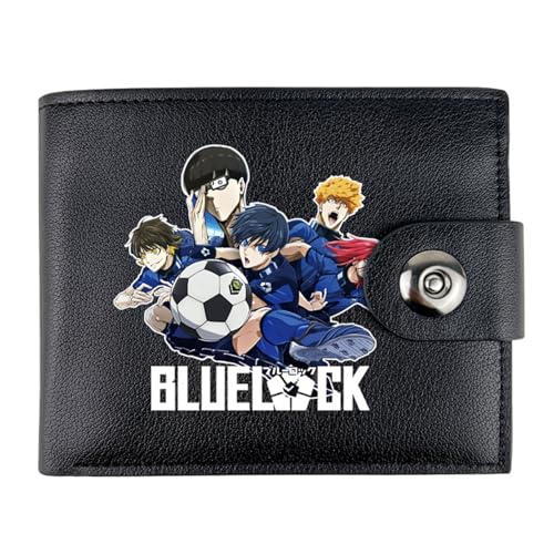 RYNDEX Blue Lo-ck Anime-Geldbörsen, Zweifach Gefalteter Portmonee Klein, PU-Leder Geldbörse Brieftasche Wallet(Color:Multicolor 6)