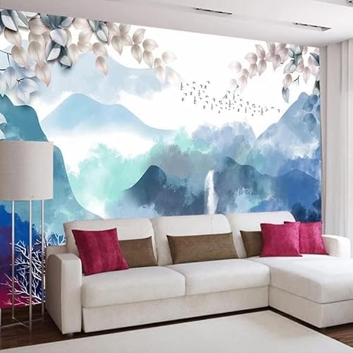 Tinte Malerei Berg Blätter Bild 3D Tapeten Wanddekoration Fototapete Sofas Wohnzimmer Wandbild Schlafzimmer-150cm×105cm