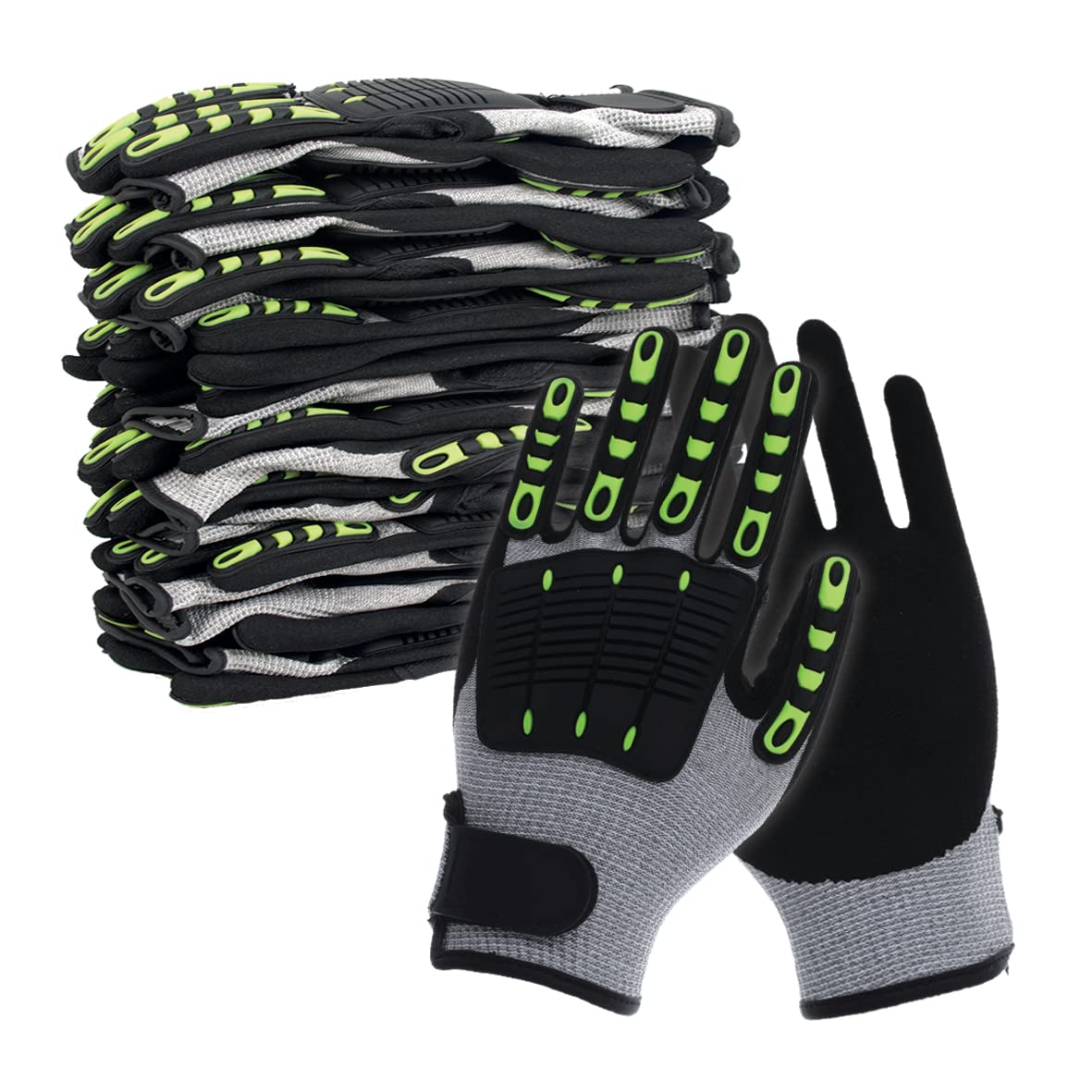 Unigloves Nitrex 340RFI – 10 Paar – leichte Handschuhe mit Schnitt- und Handrückenschutz, in Schwarz/Grau