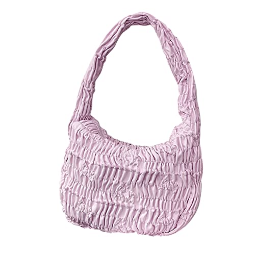 ohodhmnu Damen Tote Bag Kleine Falten Unterarm Schultertaschen für Frauen PU Leder Mode Satchel Bag Luxus Handtaschen Tasche, violett, single bag