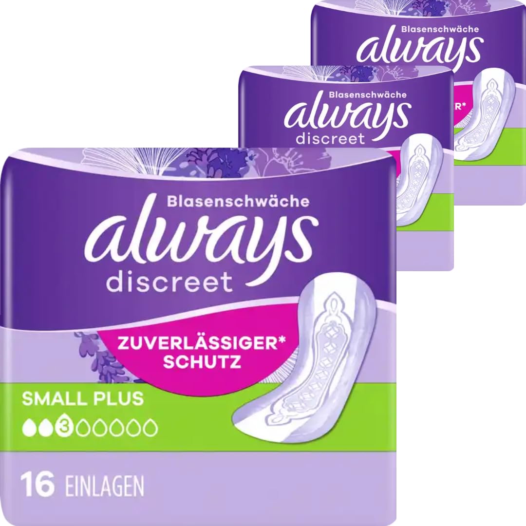 Discreet Inkontinenz Small Plus Binden Pads Damenbinden 16 STÜCK x 3 Packungen