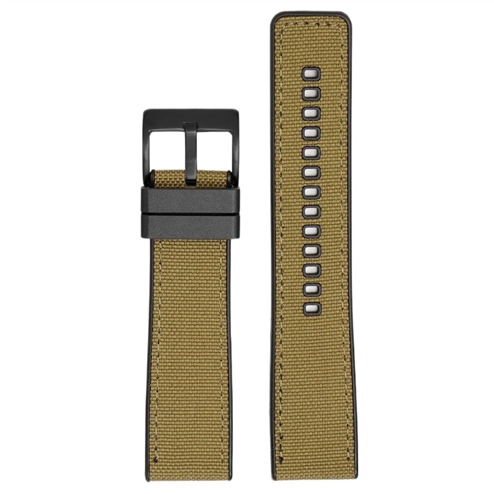 THBGTCNQ Uhrenarmband aus Canvas und Gummi, 20 mm, 22 mm, 24 mm, universelles Uhrenarmband mit Schnellverschluss, Herren-Nylonarmband for Smartwatches, Quarzuhren(Khaki black,24mm)