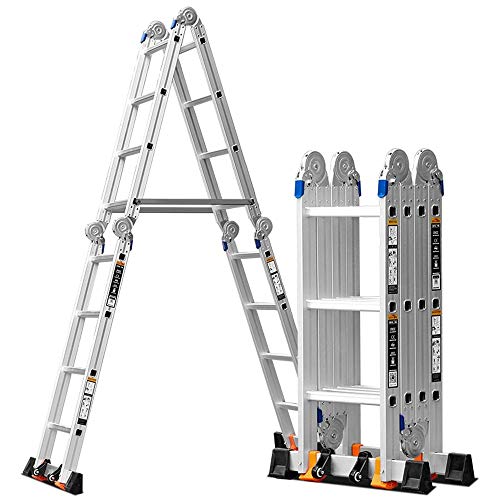 Mehrzweck-Klappleiter aus Aluminium, dicke Dachbodenleiter aus Aluminium, vielseitig einsetzbar, 4-fach klappbar, 3 Stufen, Gewicht 150 kg, Leiter Typ A, Mehrzweck-Dachbodenleiter, Dicke 5 mm
