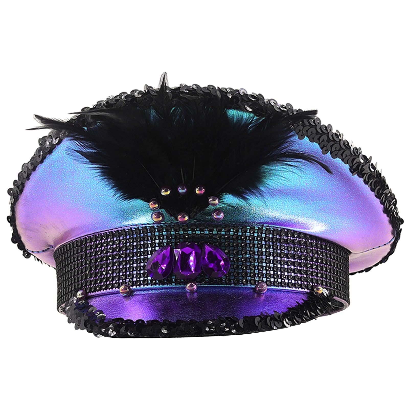 Halloween Erwachsene Kapitän Hut mit Diamant/Pailletten Frauen Weihnachten Maskeraden Party Hut Bühnenauftritte Militär Hut Braut Hut für Junggesellinnenabschied Braut Hut mit Strass Braut Hut