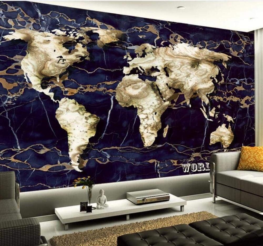 Weltkarte Marmor 3D Tapete Poster Restaurant Schlafzimmer Wohnzimmer Sofa TV Dekorative Wand-300cm×210cm