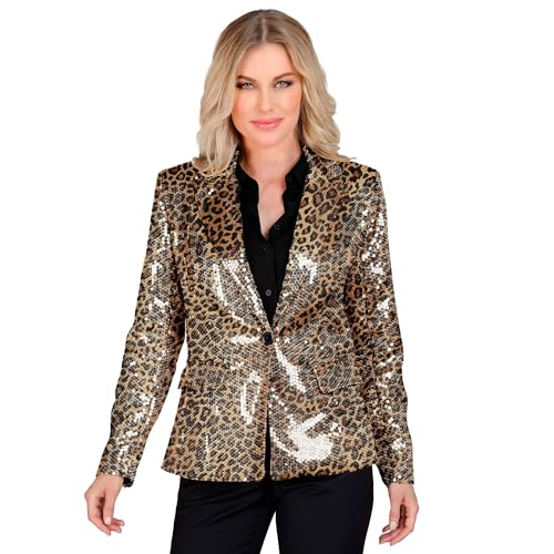 W WIDMANN MILANO Party Fashion - Party Fashion Blazer mit Pailletten für Damen, Schlagermove, Jackett, Animal Print, Festival, Faschingskostüme