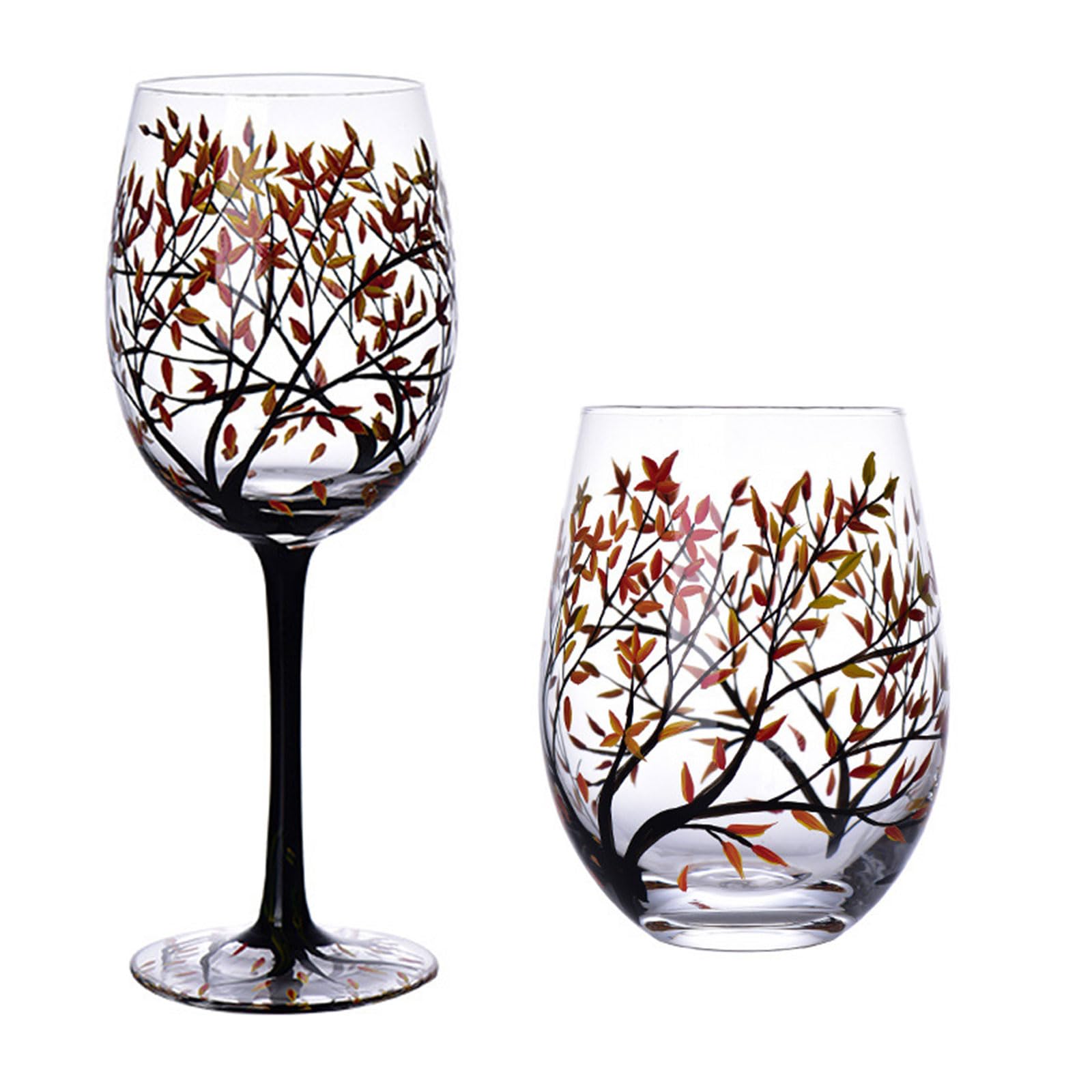 Four Tree Weingläser Kelch, kreativ, bedruckt, rund, Glasbecher für Wein, Bier, Cocktail, große Kapazität