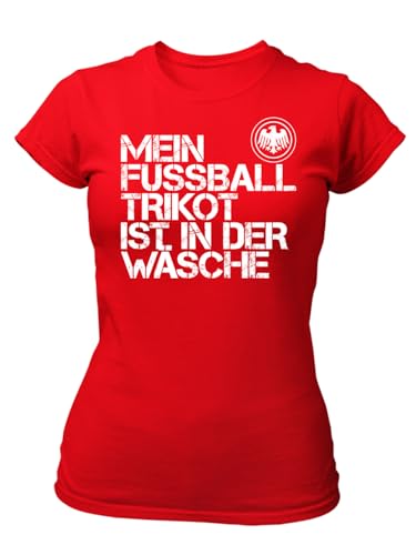 clothinx Damen T-Shirt EM Fussball Trikot ist in der Wäsche Frauen Sport Spruch