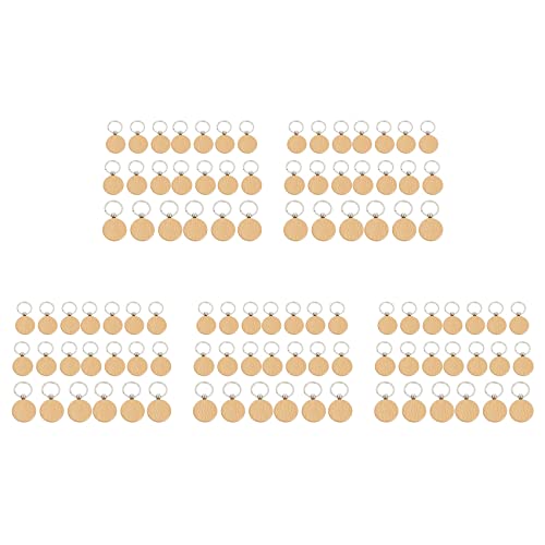 Uikdjgu 100 Stück Leere Runde Hölzerne Schlüsselbund DIY Hölzerne Schlüsselbund Schlüsselanhänger Geschenk