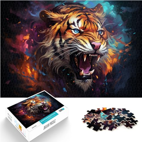 Puzzlespiel „Geheimnisvoller bunter Tiger“, 1000 Teile, Holzpuzzle, Spaß für zu Hause, Aktivitäten, Geburtstagsgeschenk, Reisegeschenk, 1000 Teile (50 x 75 cm)