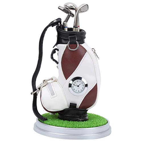 RiToEasysports Golftaschenstifthalter und -Basis, Mini Desktop Golftaschenstifthalter Miniaturmodell Dekoration Golf Neuheit Geschenkset(Braun weiß) Freizeitsport Freizeitsport