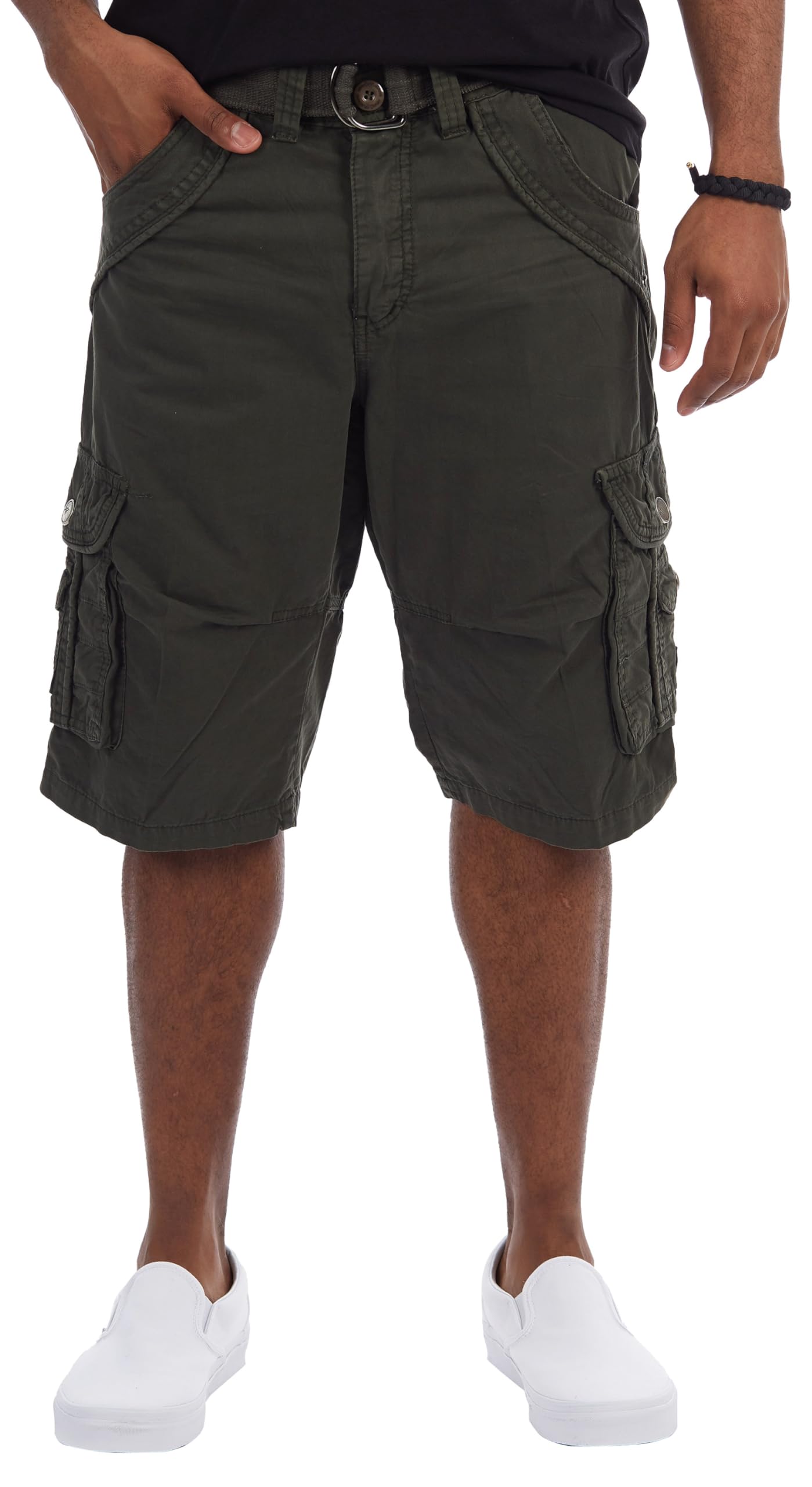 X RAY Taktische Cargo-Shorts für Herren, Camouflage, einfarbig, 31,8 cm Schrittlänge, knielang, klassische Passform, mehrere Taschen, Ecktasche mit getapter Rückseite aus Köperstoff, Anthrazit, 52