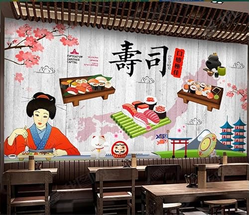 tyujlkjddlf Tapete Wandbild 3D Benutzerdefinierte Charakter Dame Restaurant Sushi Restaurant Hintergrundwand-400Cmx280Cm