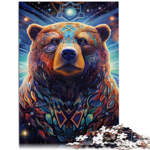 Puzzles Geschenk Kunst Tier Bär Schwieriges, anspruchsvolles Puzzle 1000-teiliges Holzpuzzle mit vollständig ineinander greifenden und zufällig geformten Teilen 1000 Stück (50 x 75 cm)