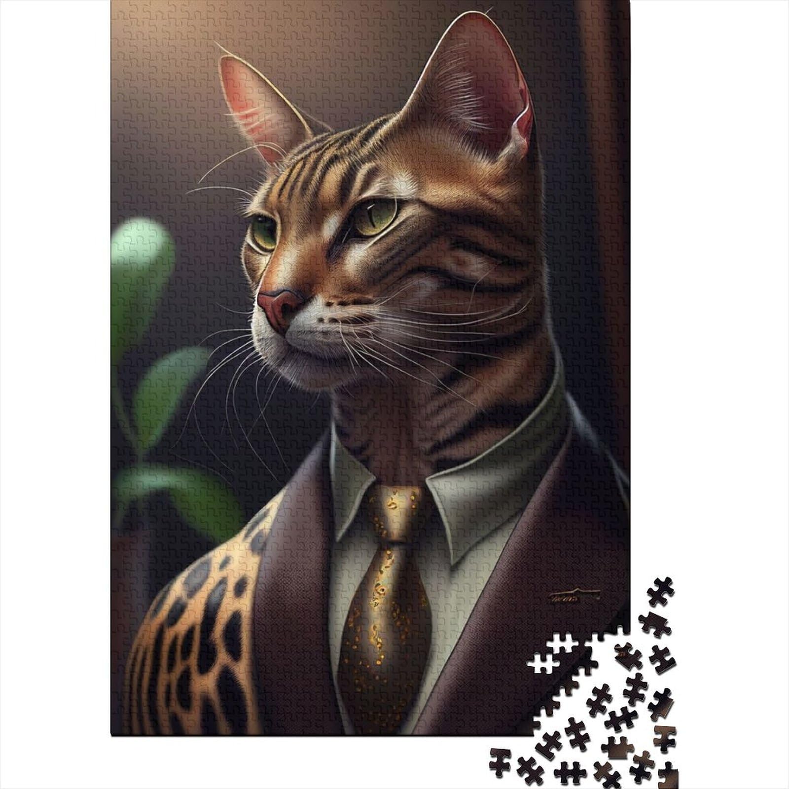 Kunstpuzzle für Erwachsene 1000 Teile Bengalkatzenanzug Tierspaß-Puzzles für Erwachsene 1000-teiliges Holzpuzzle für Erwachsene und Teenager 29,53 x 19,69 Zoll