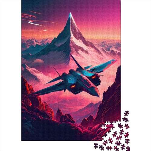 Synthwave Jet für Erwachsene 1000 Teile Puzzle 1000 Teile Puzzle für Erwachsene Puzzle für Erwachsene Lernspiel Herausforderungsspielzeug 29,53x19,69 Zoll