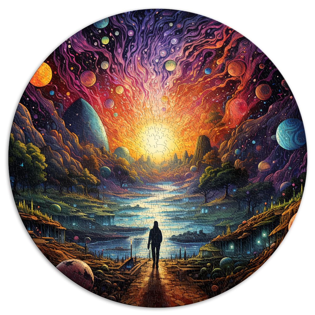 Puzzles für Puzzle „Das Ende der Welt auf einem anderen Planeten“, 1000-teiliges Puzzle für Erwachsene, 26,5 x 26,5 Zoll, zum Stressabbau