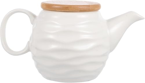 Sauciere aus Porzellan mit Deckel aus Bambus, Mini-Keramik-Milchkännchen, weißer Soßenausgießer, Kaffee-Milchkännchen, Mini-Soßenkrug, Dip-Schalen