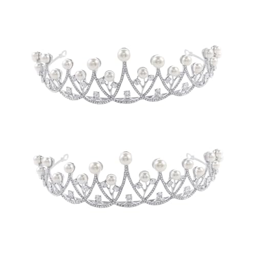 Diademe for Mädchen, 2 Stück Hochzeits-Kopfbedeckung for die Braut, Braut-Tiara, Strass-Kopfbedeckung, Kristall-Stirnband, Perlen-Haargummis, Braut-Stirnband, Kristall-Haarband, Hochzeits-Braut-Stirnb