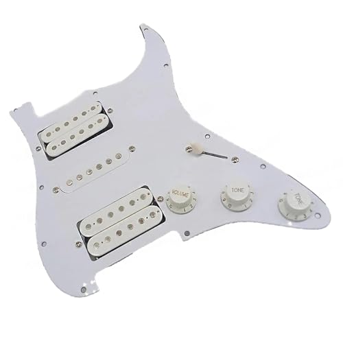 Schlagbrett-Tonabnehmer 3-lagiges, Vorverdrahtetes Schlagbrett Mit 11 Löchern Und HSH-Tonabnehmer Für E-Gitarre. Schlagbrett-Tonabnehmer-Set, Gitarrenzubehör (Color : White)