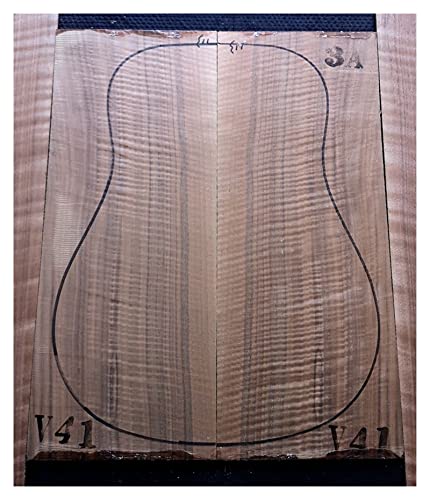 Gitarrenkorpus unfertig 40" 41Ziger Muster Schatten Muster Schwarz Walnussflamme Gitarre Furnier Back Side Board Gitarre Produktionsmaterial (Color : V41)