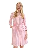 TOM TAILOR Damen Kleid mit Streifen & Bindegürtel, pink offwhite stripe, 44