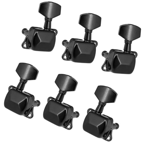 Strings Tuning Pegs Mechaniken Für Gitarre 6er-Pack Gitarrensaiten-Stimmstifte, halbgeschlossener Stimmkopf, Ersatzteile 3L 3R (Color : Black 3L3R)