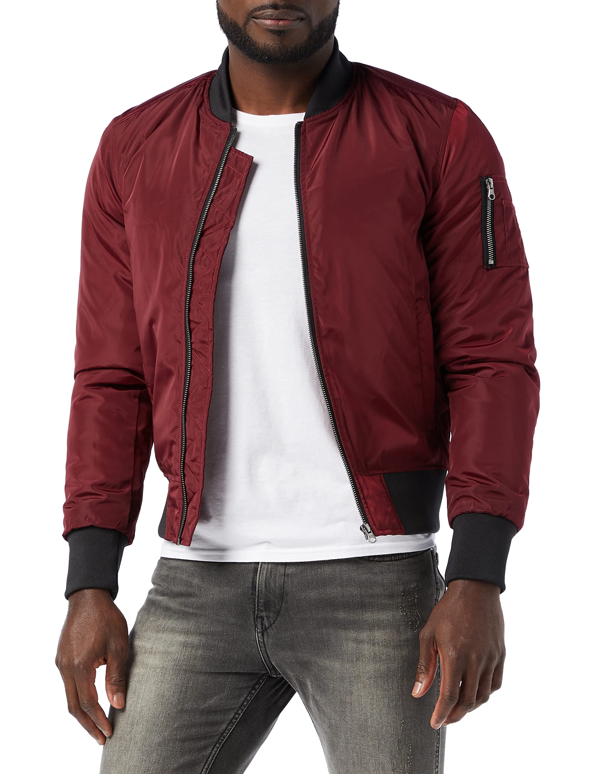 Urban Classics Herren 2-Tone Bomber Jacket Bomberjacke, Mehrfarbig (Burgundy/Black 619), XXX-Large