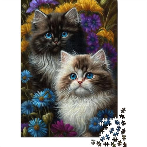 Puzzle für Erwachsene 1000 Teile, süße Katze, für Erwachsene und Jugendliche ab 12 Jahren, Holzpuzzle, zum Stressabbau, Größe: 75 x 50 cm