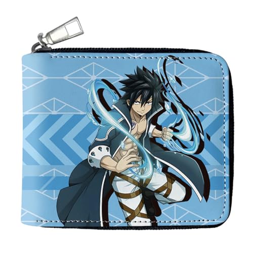 RYNDEX FAI-ry TA-il Geldtasche Anime, PU-Leder Münzbörsen mit Reißverschluss, Mädchen Geldtasche mit Münzfach und Geldscheinfach(Color:Multicolor 4)