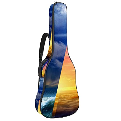 Gitarrentasche Schutz- und Transporttasche für akustische und klassische Gitarren wasserfest und gepolstert Dunkler stürmischer Himmel mit Blitzen 108.9x42.9x11.9 cm