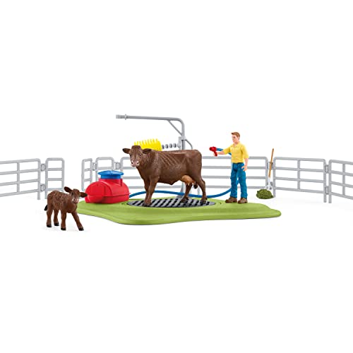 Schleich Spielwelt Farm World, Kuh Waschstation (42529), Made in Europe