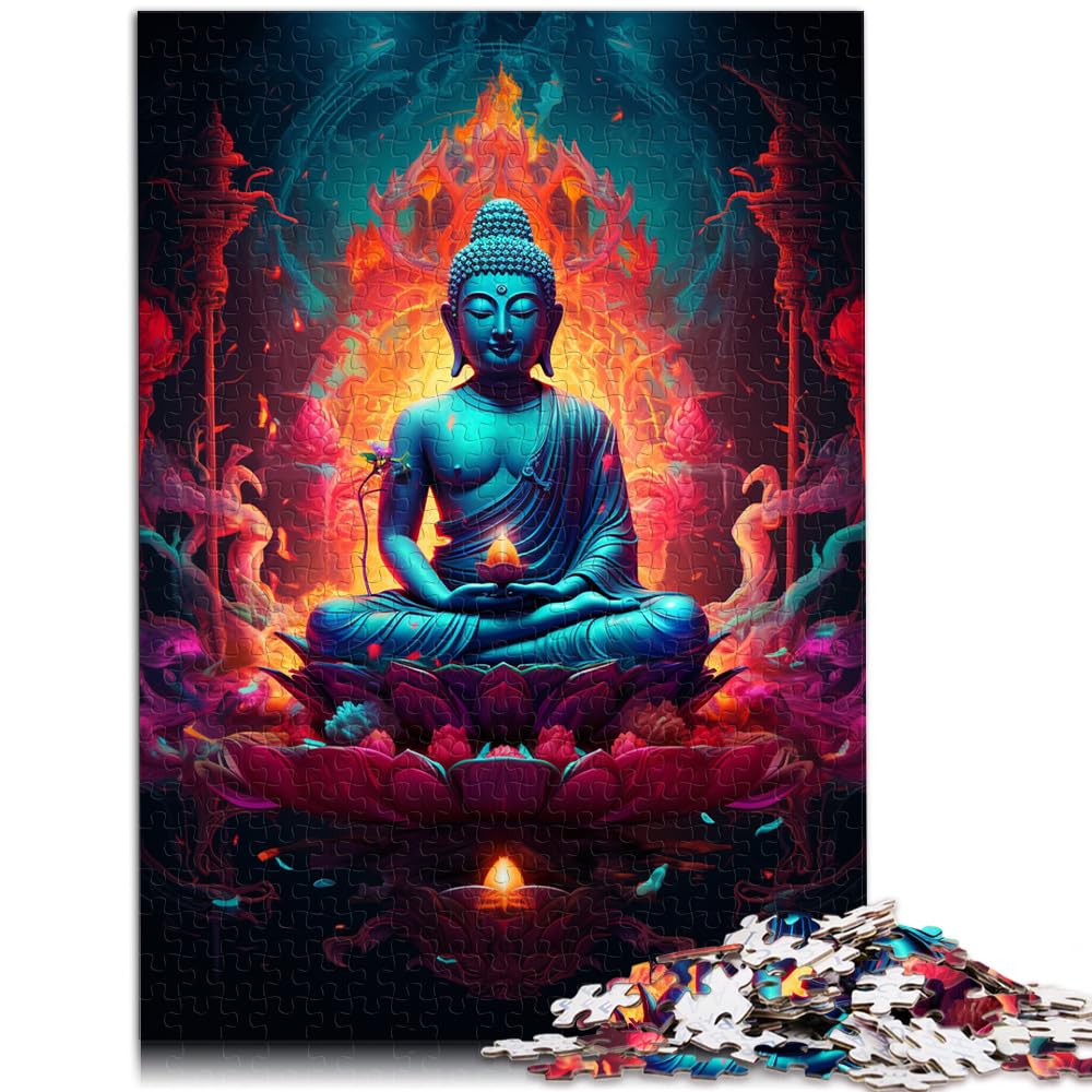 Puzzles Bunte Buddha-Statue Lustige Puzzles für Erwachsene 1000-teiliges Holzpuzzle Familienaktivität Puzzles Lernspiele 1000 Teile (50 x 75 cm)