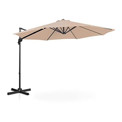 Uniprodo UNI_UMBRELLA_22R300CR_N Ampelschirm Cremefarben rund Ø 300 cm neig- und drehbar Gartenschirm Sonnenschirm Ampel-Sonnenschirm Pendelschirm