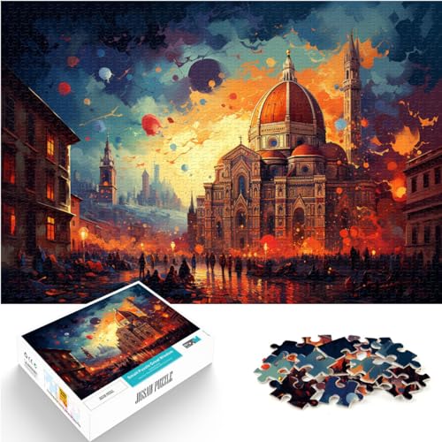 Puzzle für farbenfrohe Psychedelie der Kathedrale von Florenz, Puzzle für Erwachsene, 1000 Teile, Holzpuzzle, gutes Geschenk für 1000 Teile (50 x 75 cm)