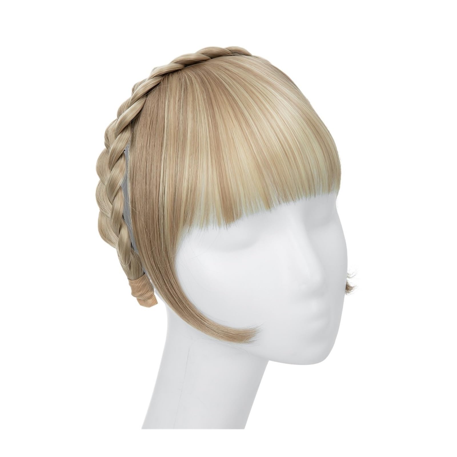 Pony Extension für Damen Synthetische Stirnband-Pony-Verlängerung, Kunsthaar, stumpfe Fransen mit langen Seiten for Frauen, natürlicher falscher schwarz-braun-blonder Pony Fringe Bangs(16H613)