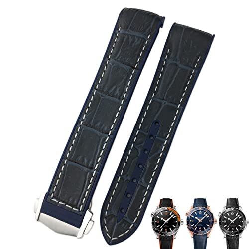 NEYENS Uhrenarmband aus Rindsleder, 20 mm, für Omega Seamaster 300 Speedmaster DE VILLE Uhrenarmband für Herren, Punktschnalle für Damen und Herren, 20 mm, Achat