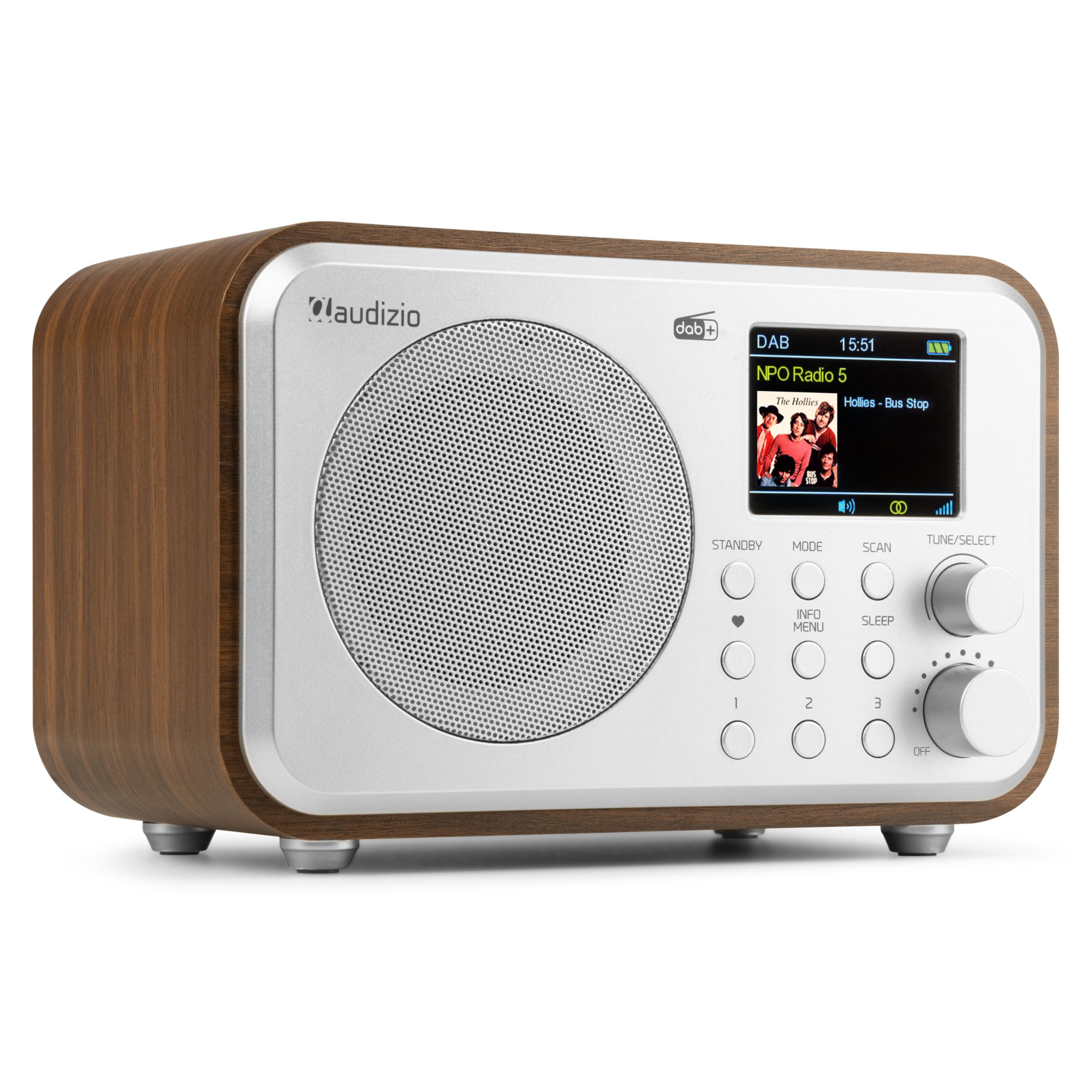 Audizio Milan DAB Radio mit Bluetooth, 10 Stunden Akku Radio 2000 mAh, Radiowecker mit Sleeptimer, Line-Out, UKW, Autosuche, 40 Speicherplätze, Mobiles Digital Radio DAB Plus, Küchenradio, Silber