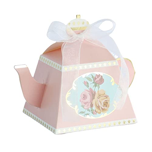 Schachtel der Gnade, Kerzenkiste verpackt, Hochzeitsgeschenkboxen, Papier-Süßigkeits-Leckerei-Box, Teekannen-Geschenkbox for Brautparty, Babyparty, Verlobungsfeier, 50 Stück (Farbe: Rosa) (Farbe: Blau