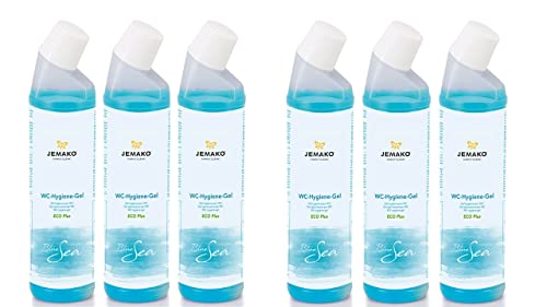 Jemako WC-Hygiene-Gel Blue Sea Hygiene und Sauberkeit im ganzen Bad Kalkentferner frischer Duft (WC-Hygiene-Gel 6x 750ml)