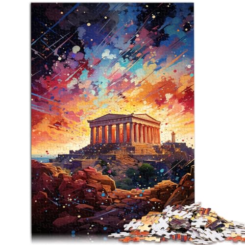 Puzzlespiel „Die farbenfrohe Psychedelie der Akropolis“ Puzzles für Erwachsene, 1000 Puzzles, Holzpuzzles, Familienaktivität, Puzzles, 1000 Teile (50 x 75 cm)