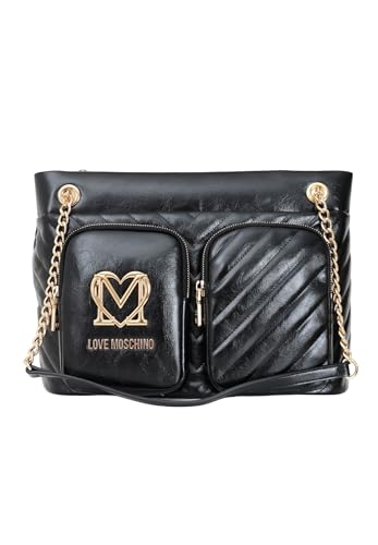 Love Moschino Damen Shopper schwarz mit Logo, Schwarz , Einheitsgröße