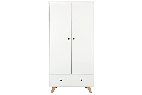 Kleiderschrank, B95xT50xH190cm braun/weiß