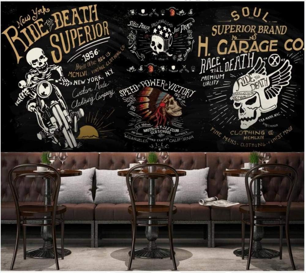 Motorrad Totenkopf 3D Tapete Poster Restaurant Schlafzimmer Wohnzimmer Sofa TV Dekorative Wand-350cm×256cm