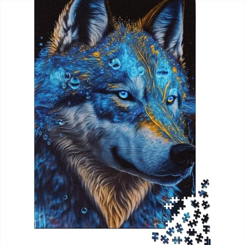 Cosmic Water Wolves Holzpuzzle für Erwachsene und Teenager, 1000 Teile, Puzzle für Erwachsene, interessantes Puzzle zur Stressreduzierung, 75x50cm